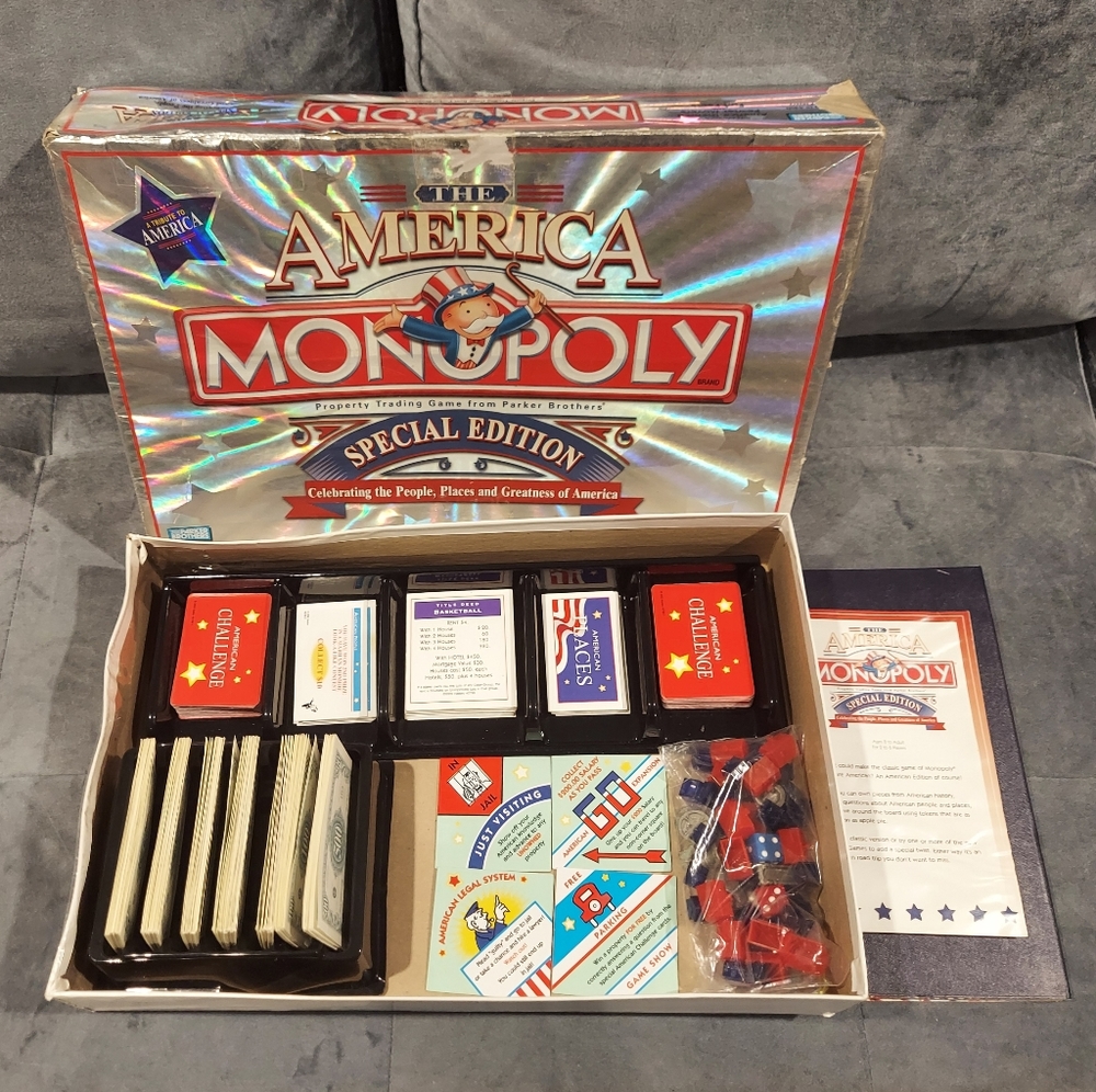 2002 MONOPOLY "THE AMERICA" SPECIAL EDITION FAMOUS AMERICAN PEOPLE PLACES EVENTS